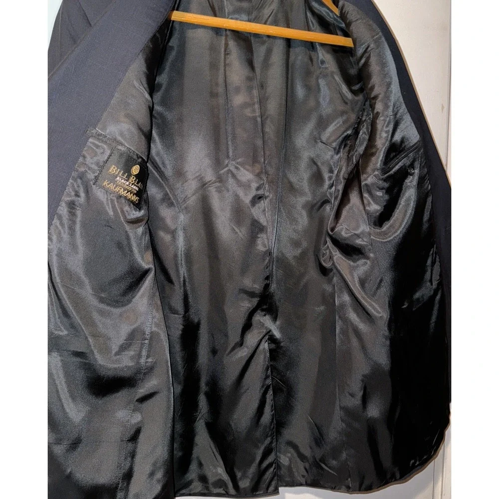 Vtg Bill Blass Wool Sports Coat Black Label  Kaufmann's Jacket Navy Men's 43 R